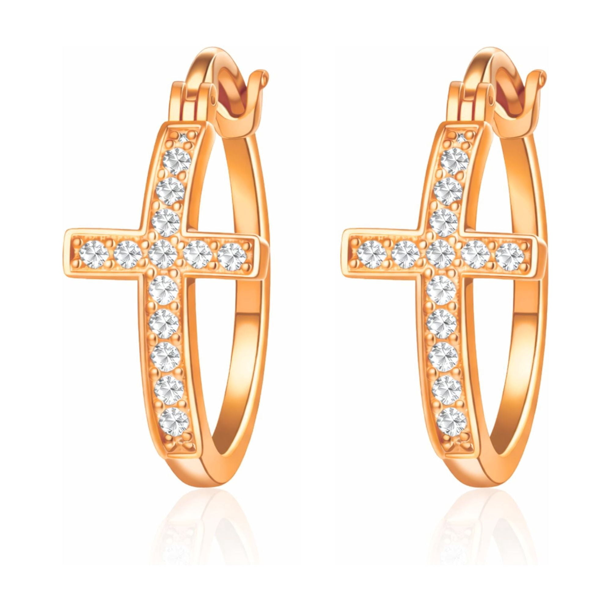 Cross Hoop Earrings for Women Cubic Zirconia Ginger Lyne Collection