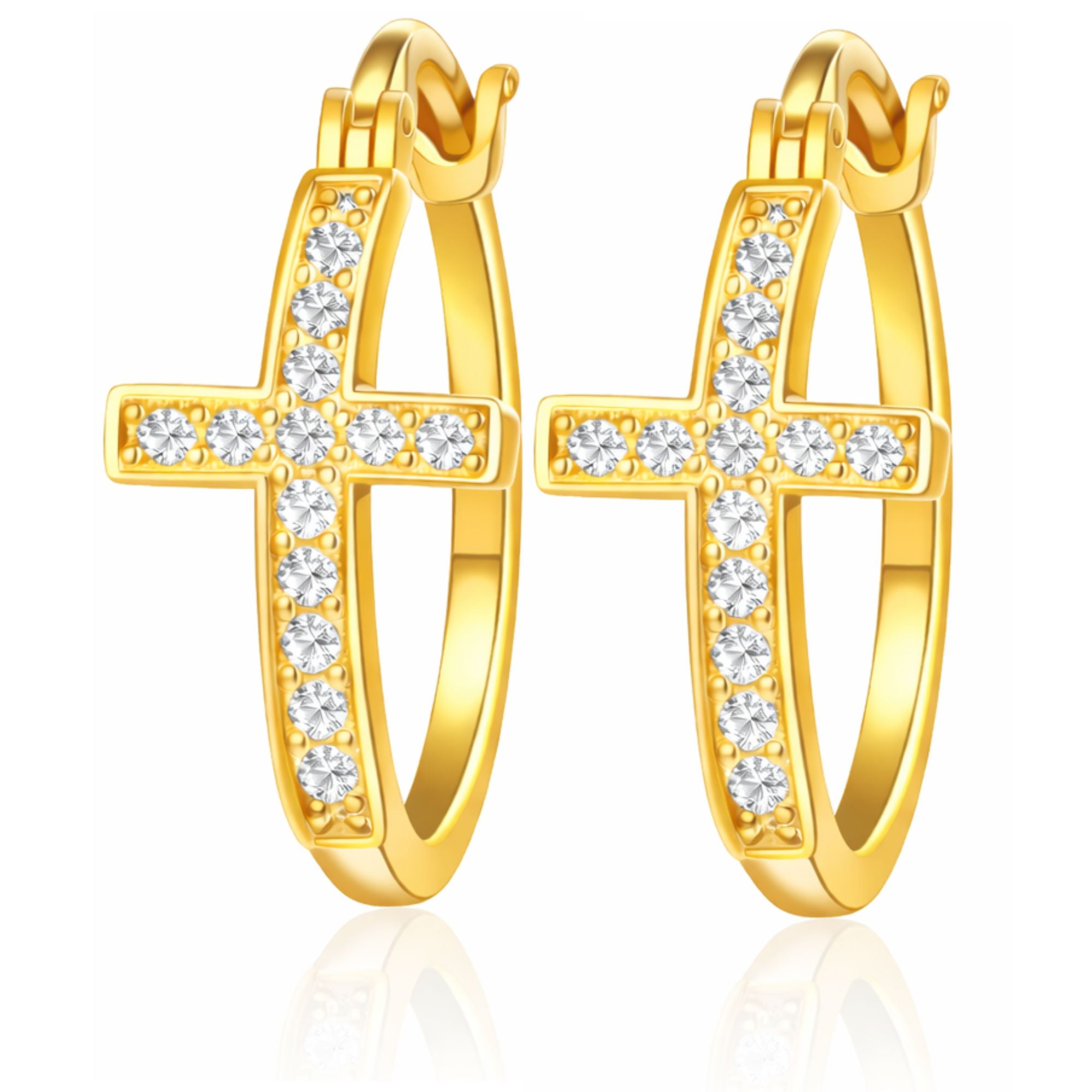 Cross Hoop Earrings for Women Cubic Zirconia Ginger Lyne Collection