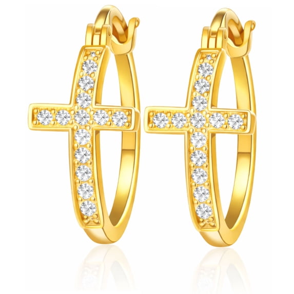 Cross Hoop Earrings for Women Cubic Zirconia Ginger Lyne Collection
