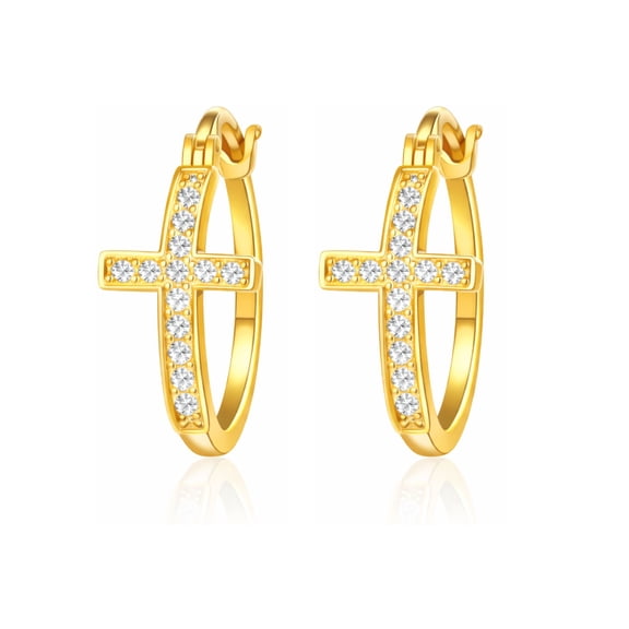 Cross Hoop Earrings for Women Cubic Zirconia Ginger Lyne Collection
