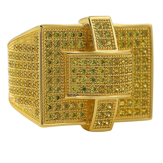 Cross Iced Out Lemonade CZ Bling Bling Ring (10)