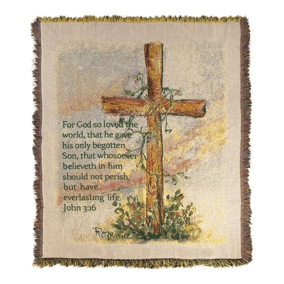 Cross Inspirational Cotton Yarn Tapestry Throw with Multi Finish ATSAC