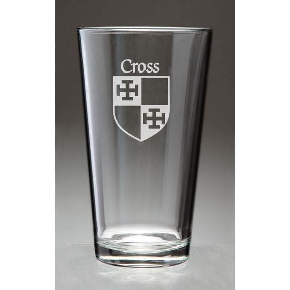 Cross Irish Coat of Arms Pint Glasses - Set of 4 (Sand Etched)