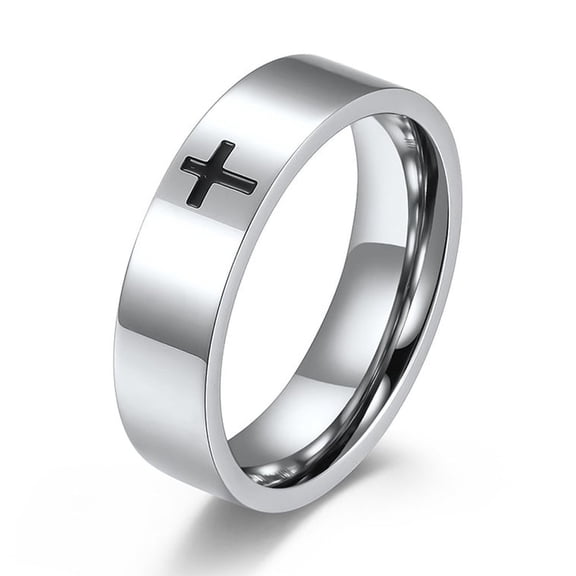 Cross Jesus Christ Religion 14K White Gold Unisex Ring Fashion Party Prayer Lucky Jewelry Gifts to Fellows