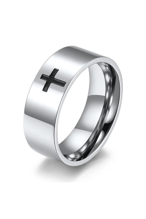 Cross Jesus Christ Religion 14K White Gold Unisex Ring Fashion Party Prayer Lucky Jewelry Gifts to Fellows