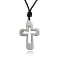 thumbnail image 1 of Cross Jesus Christian Silver Pewter Charm Necklace Pendant Jewelry With Cotton Cord, 1 of 1