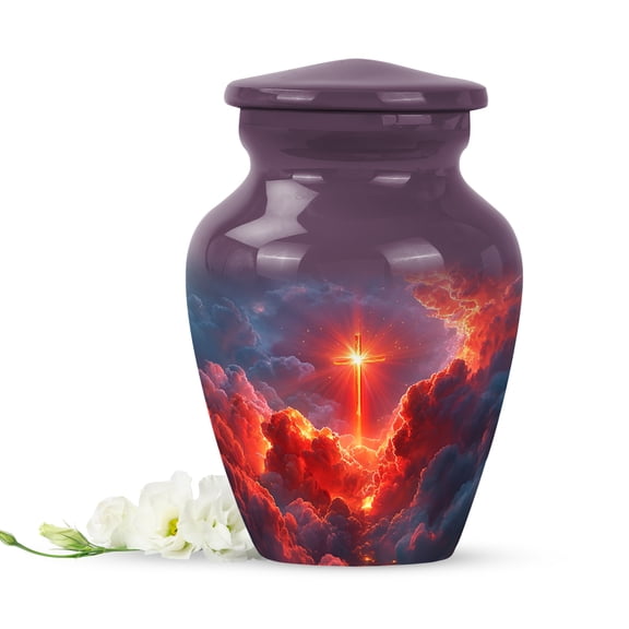 Cross Keepsake Cremation Urns For Human Ashes Adult Male - purple Mini Urn For Ashes For Women - Small Burial Urns For Adult Male - red Tiny Funeral Urn For Mom - 3 Inch