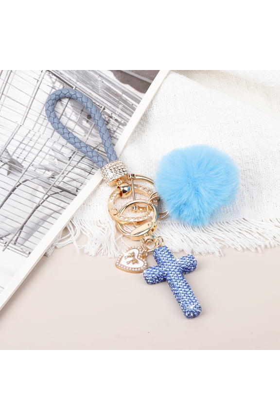 Cross Keychain, Glitter Cross Keys Ring Rhinestones Fashionable Bling Crystal Key Chain for Bag Key Phone Car Accessories