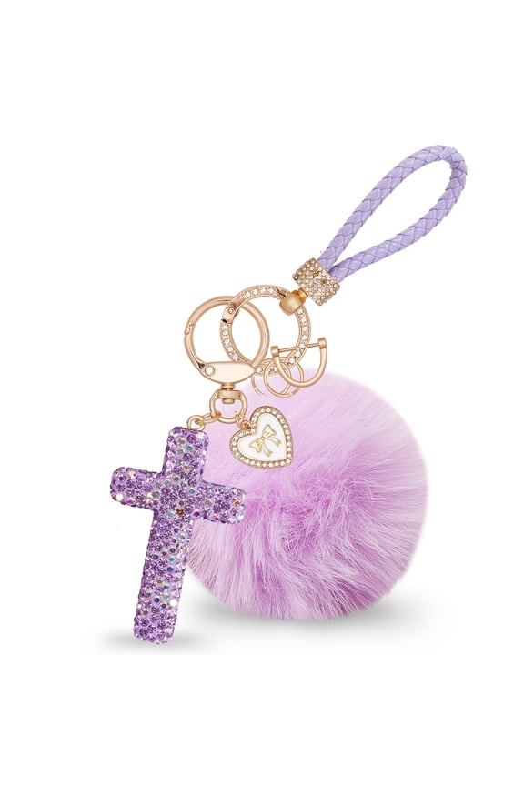 Cross Keychain, Glitter Cross Keys Ring Rhinestones Fashionable Bling Crystal Key Chain for Bag Key Phone Car Accessories