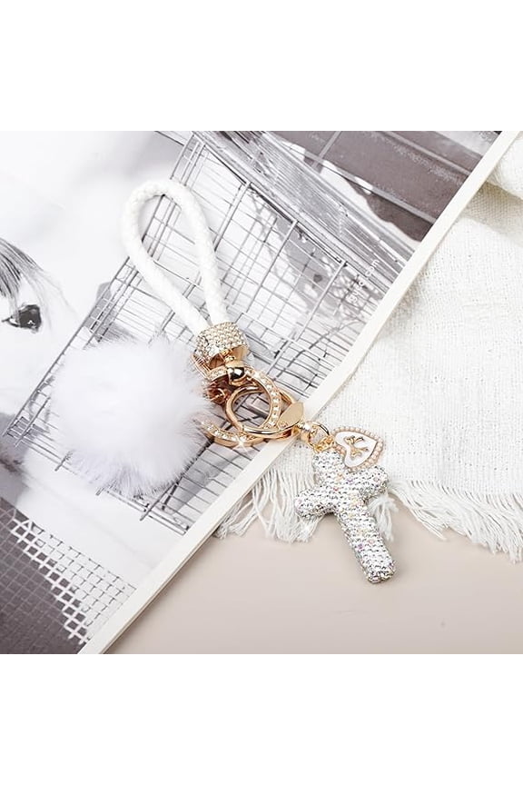Cross Keychain, Glitter Cross Keys Ring Rhinestones Fashionable Bling Crystal Key Chain for Bag Key Phone Car Accessories