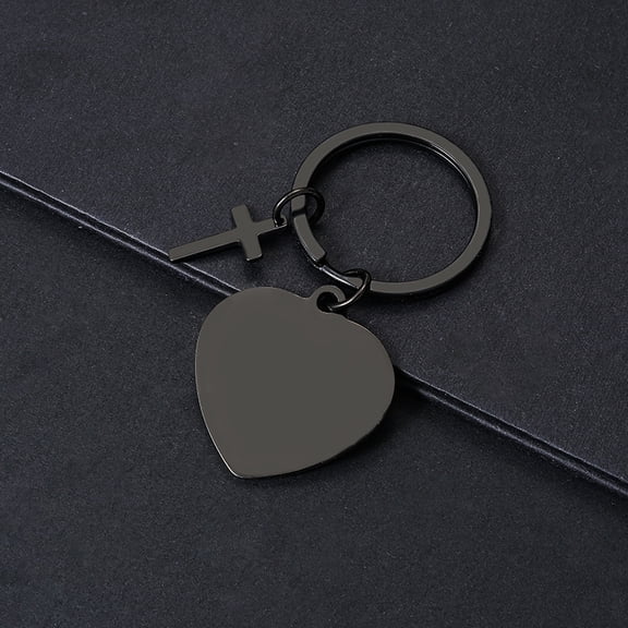 Cross Keychain Metal New Heart-Shaped Laser Color Printing Blank Material Holiday Gift Engraved Keychain