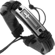 SOUL STATEMENT Cross Leather Bracelet for Men: Confirmation Gifts for Teenage Boy (Black Leather)