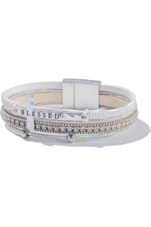 Cross Leather Bracelets Christian Jewelry Religious Gifts For Women Boho Wrap Cuff Bangle Bracelets With Magnetic Clasp[z4073]