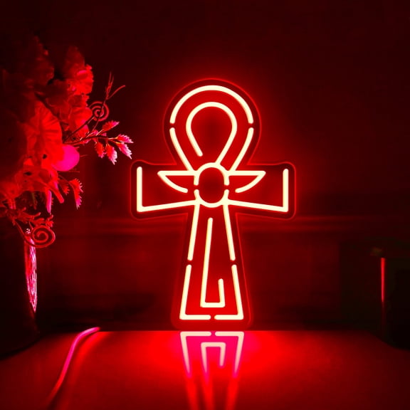 Cross Led Light Box, Dimmable Neon-Like Light Signs USB Power for Wall Decor Bedroom Decoration, RGB Light (WxH) 6"x9"