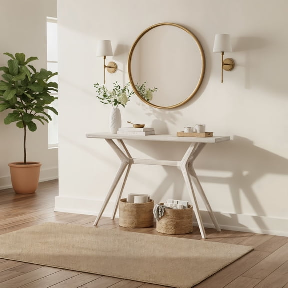 Cross Leg Console Table (45.5in / 1160mm), White Sand Wirebrush