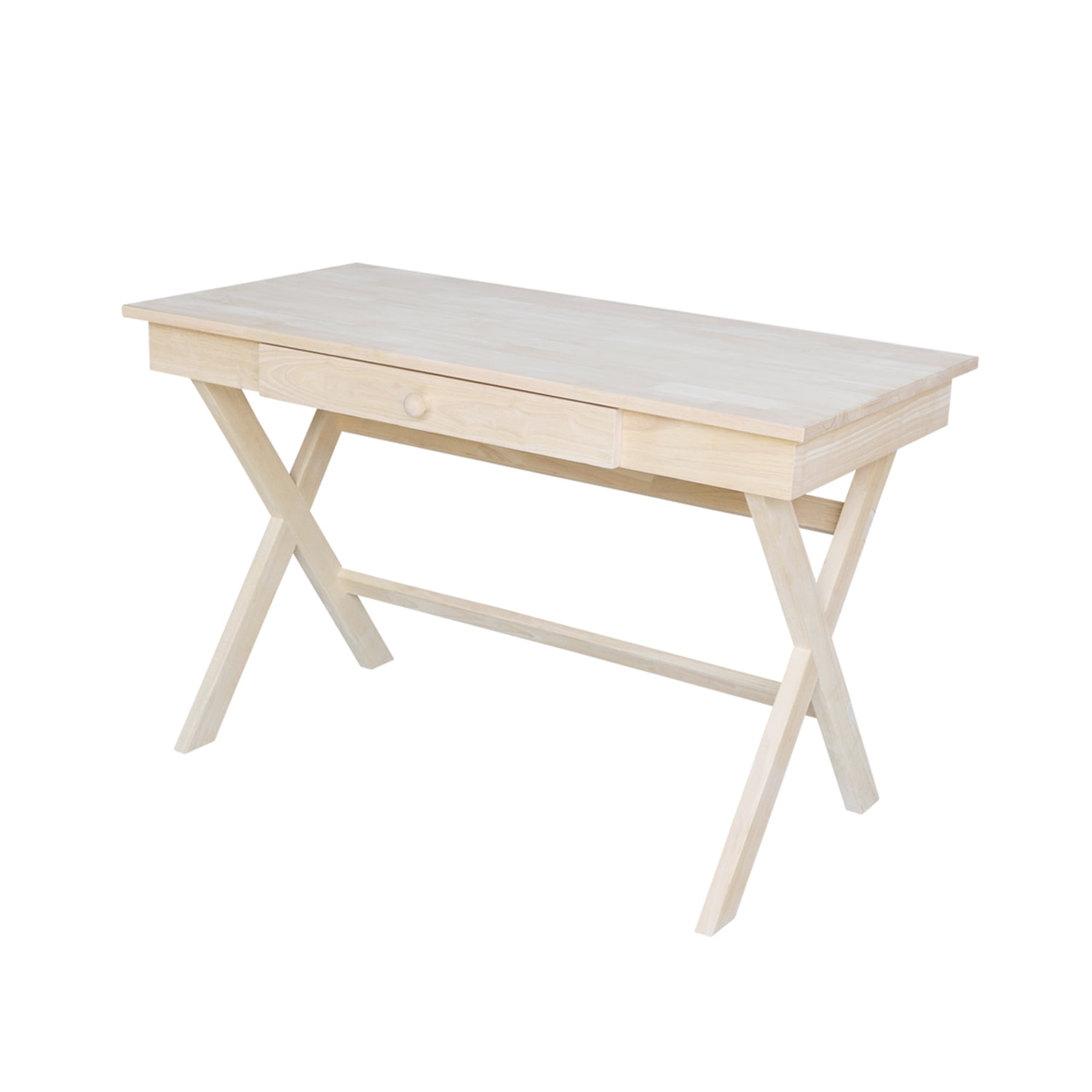 Unfinished Parawood Cross Leg Desk with Drawer