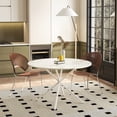 thumbnail image 1 of Cross Leg Round Dining Table, 47.24'' Modern Cross Leg Leisure Table with Two Piece Removable Top and Matte Finish Iron Legs, Coffee Table for Dining Room/ Living Room, 1 of 7