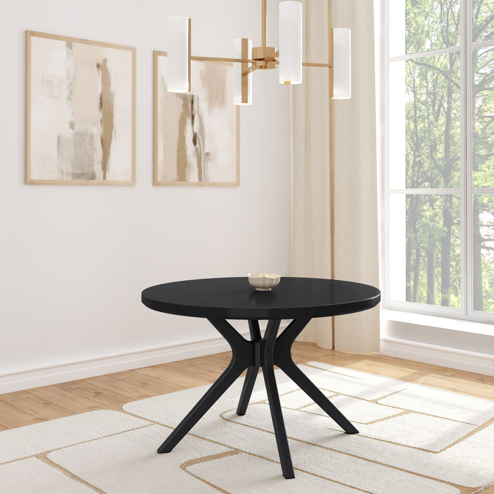 Verso 47'' Black Solid Wood Round Dining Table