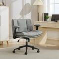 thumbnail image 1 of Cross Legged Chair with Flip-Up Armrests Leather, Cross Legged Office Chair on Wheels, Comfy Swivel Chair with Wide Seat for Home Office, Vanity,  Ergonomic Desk Chair Adjustable, Grey, 1 of 14