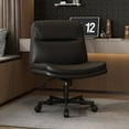thumbnail image 1 of Cross Legged Office Chair,Armless Wide Seat Ergonomic Home Office Desk Chair with Wheels Swivel Home Office Desk Computer Chair for Vanity Home Office Bedroom,Black, 1 of 6