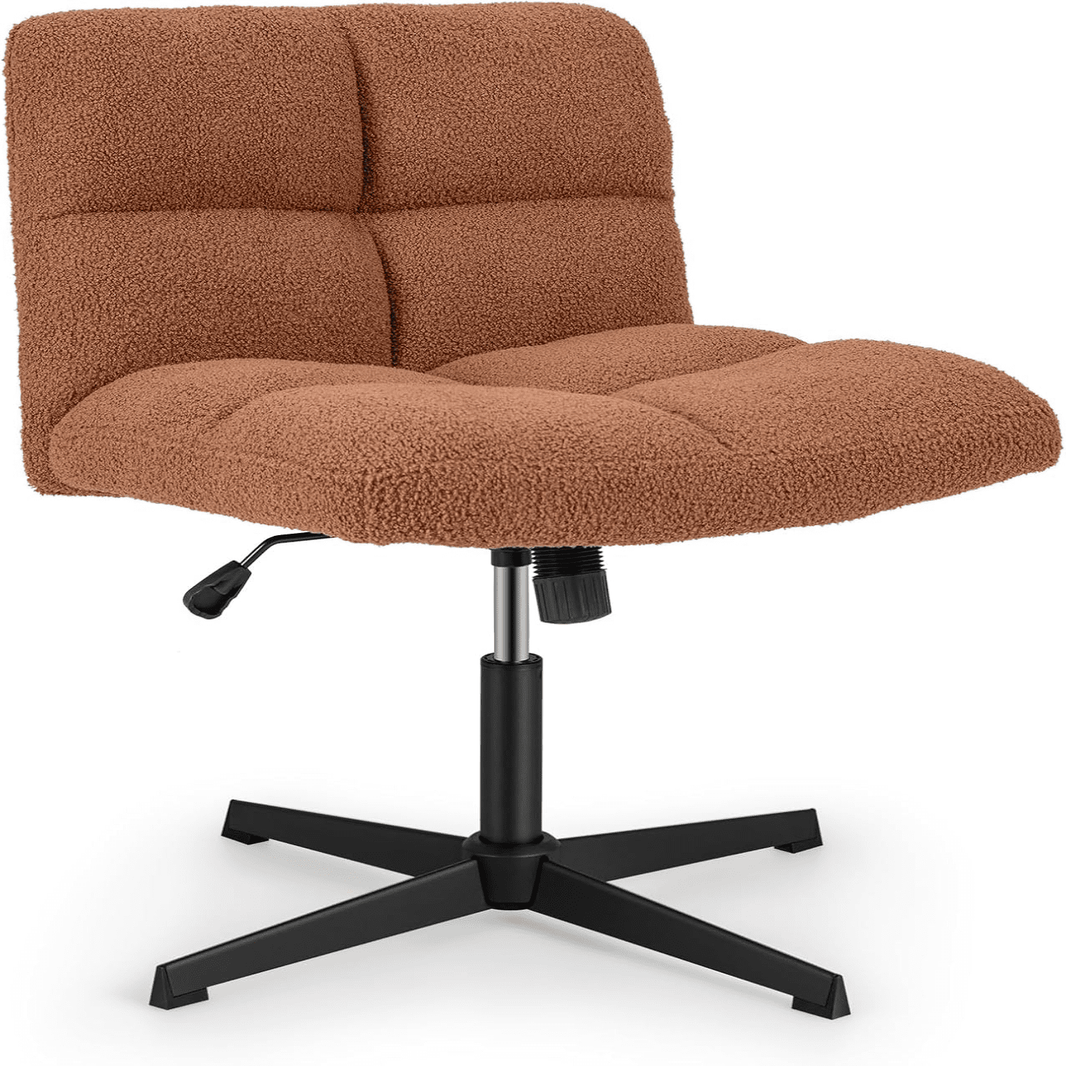 Cross Legged Office Chair Armless Wide Seat Swivel Desk Chair with ...