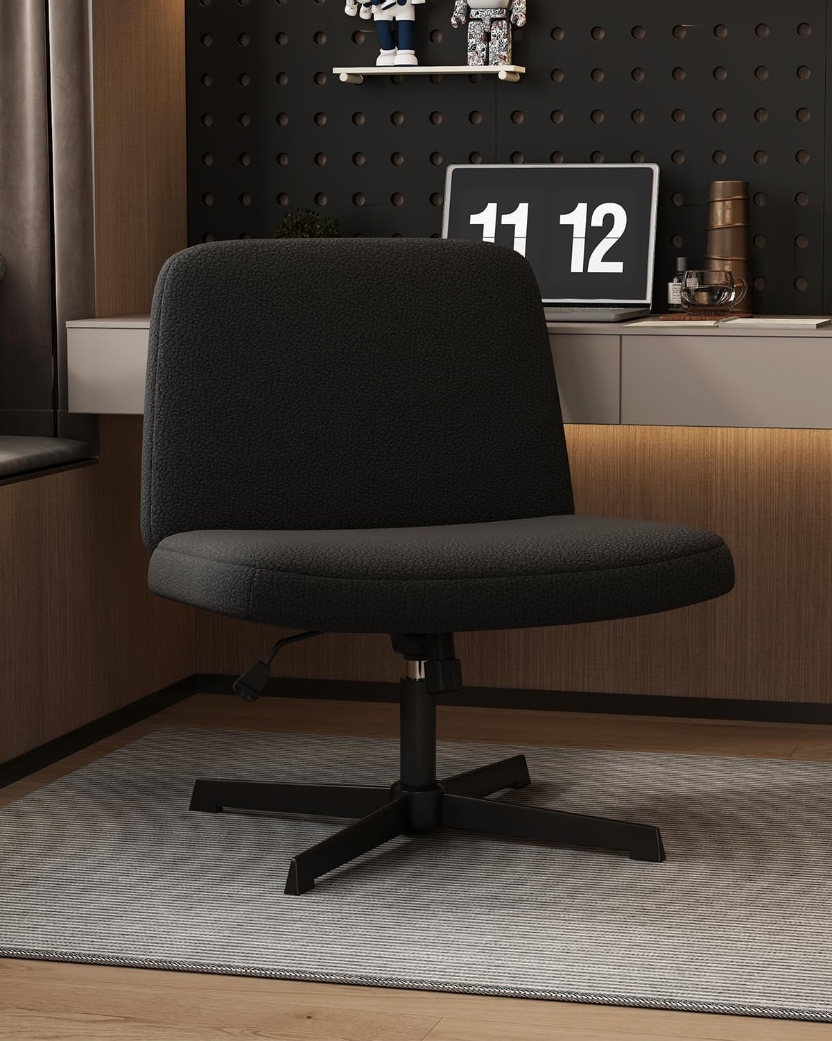 Cross Legged Office Chair,Criss Cross Chair Armless Wide Seat Ergonomic