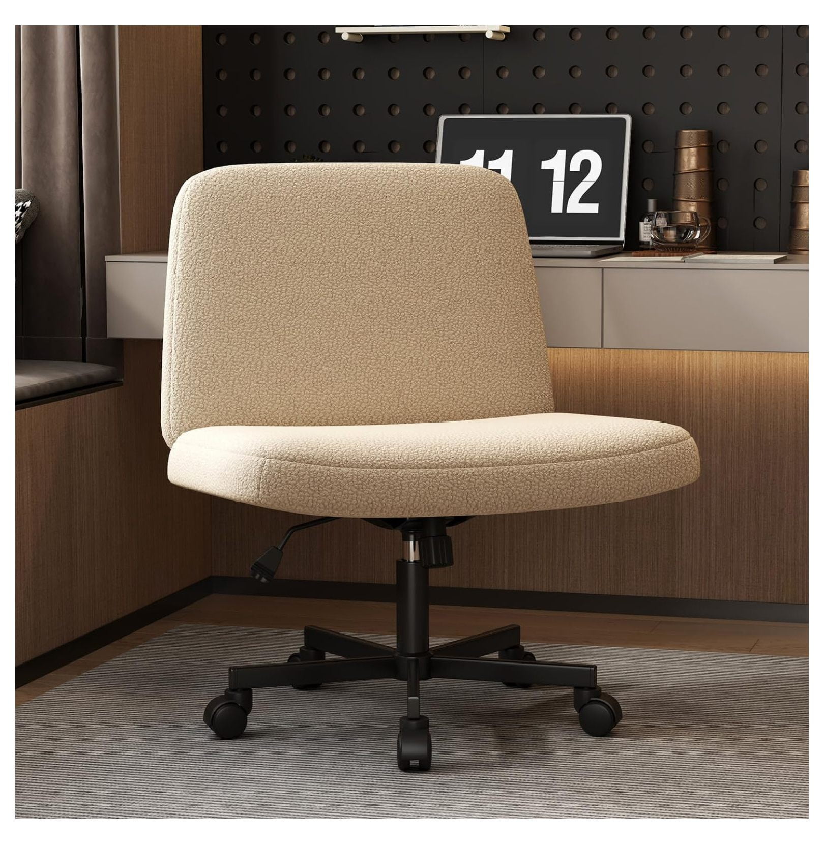 Cross Legged Office Chair,Criss Cross Chair Armless Wide Seat Ergonomic Home Office Desk Chair