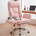thumbnail image 1 of Genpo Cross Legged Office Chair, Criss Cross Desk Chair with Wheels, Pink Teddy Fleece Big and Tall Reclining Office Chair 500lbs with Foot Rest, Reversible Armrests & Wide Seat, 1 of 6