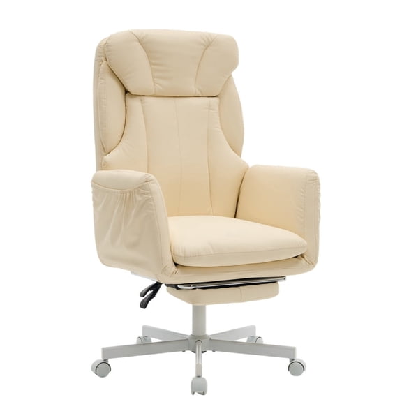 Cross-Legged Office Chair with Faux Leather, Recline & Adjustable Lumbar