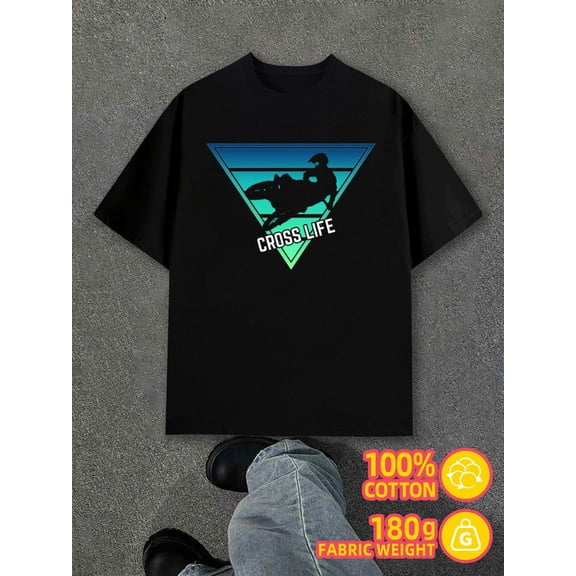 Cross Life Rider men black 180G 100% Cotton summer and spring season Retro Unisex Shirt Short Sleeve tshirts Funny Unisex Shirt Graphic Tee tshirts