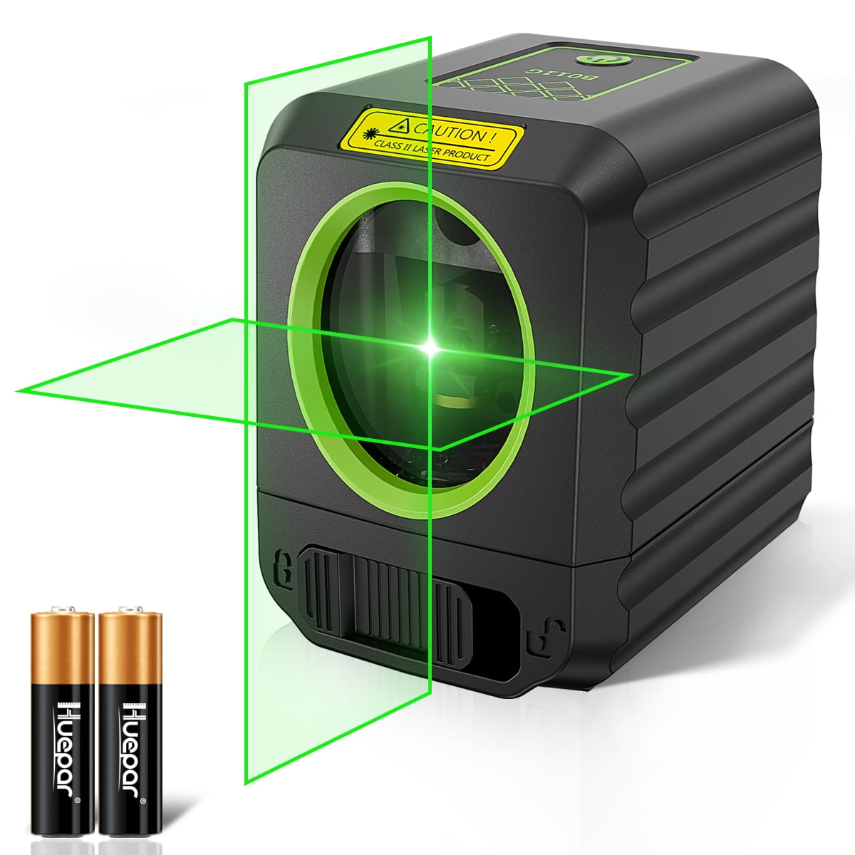 Huepar Cross Line Laser Level Green Beam Self-Leveling Laser Leveler Tools for Picture Hanging and DIY Application with Battery B011G