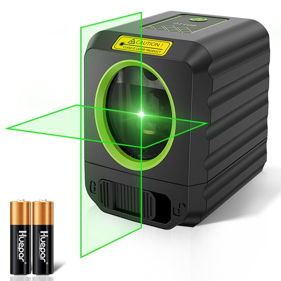 Cross Line Laser Level, 100Ft Green Beam Self-Leveling Laser Level Tools for Picture Hanging and DIY Application with AA Battery