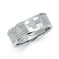 thumbnail image 1 of Cross Lords Prayer Band Ring Solid 14k White Gold Religious Band Polished Genuine Men 9MM, Size 12, 1 of 1