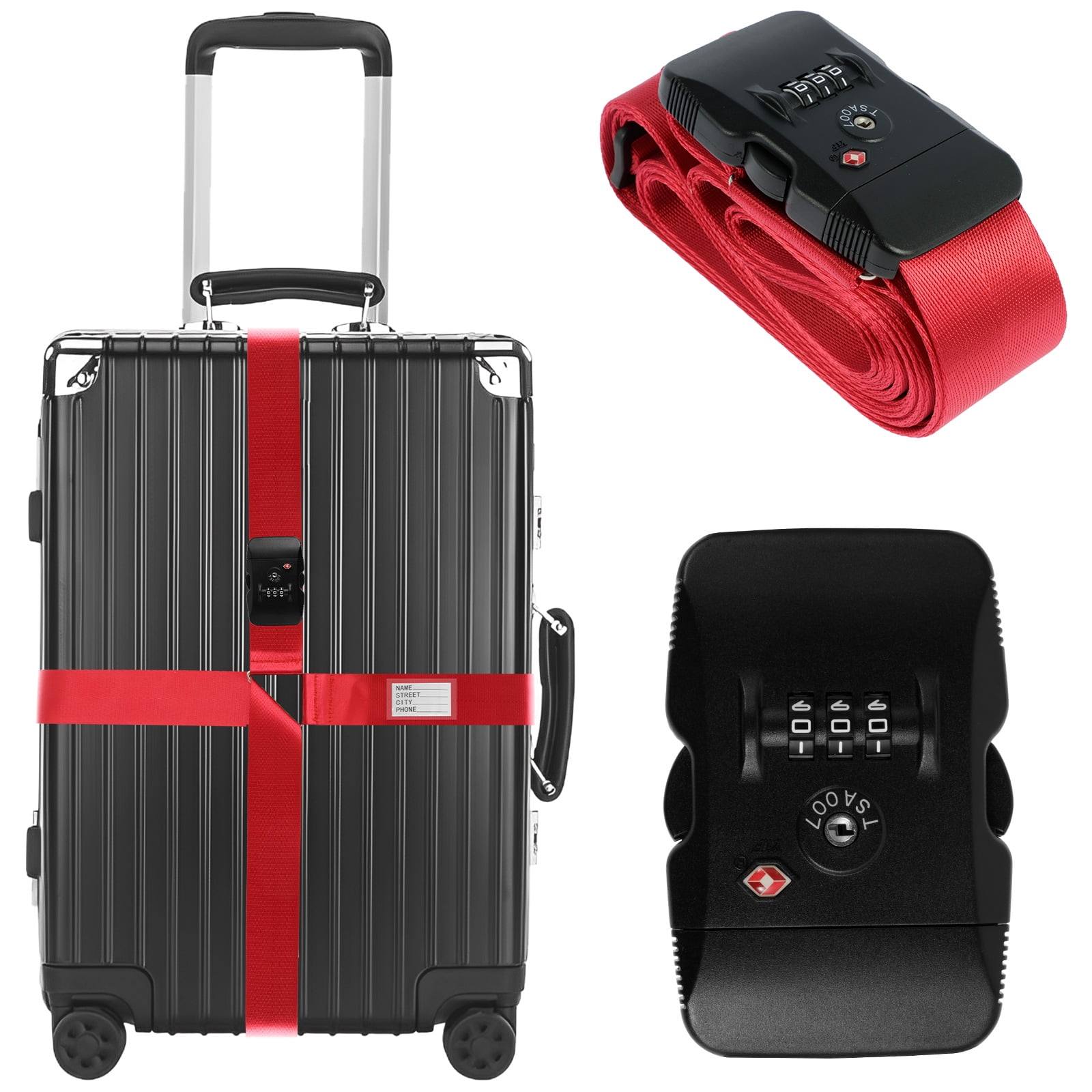Cross Luggage Strap with TSA Lock Adjustable Suitcase Belt