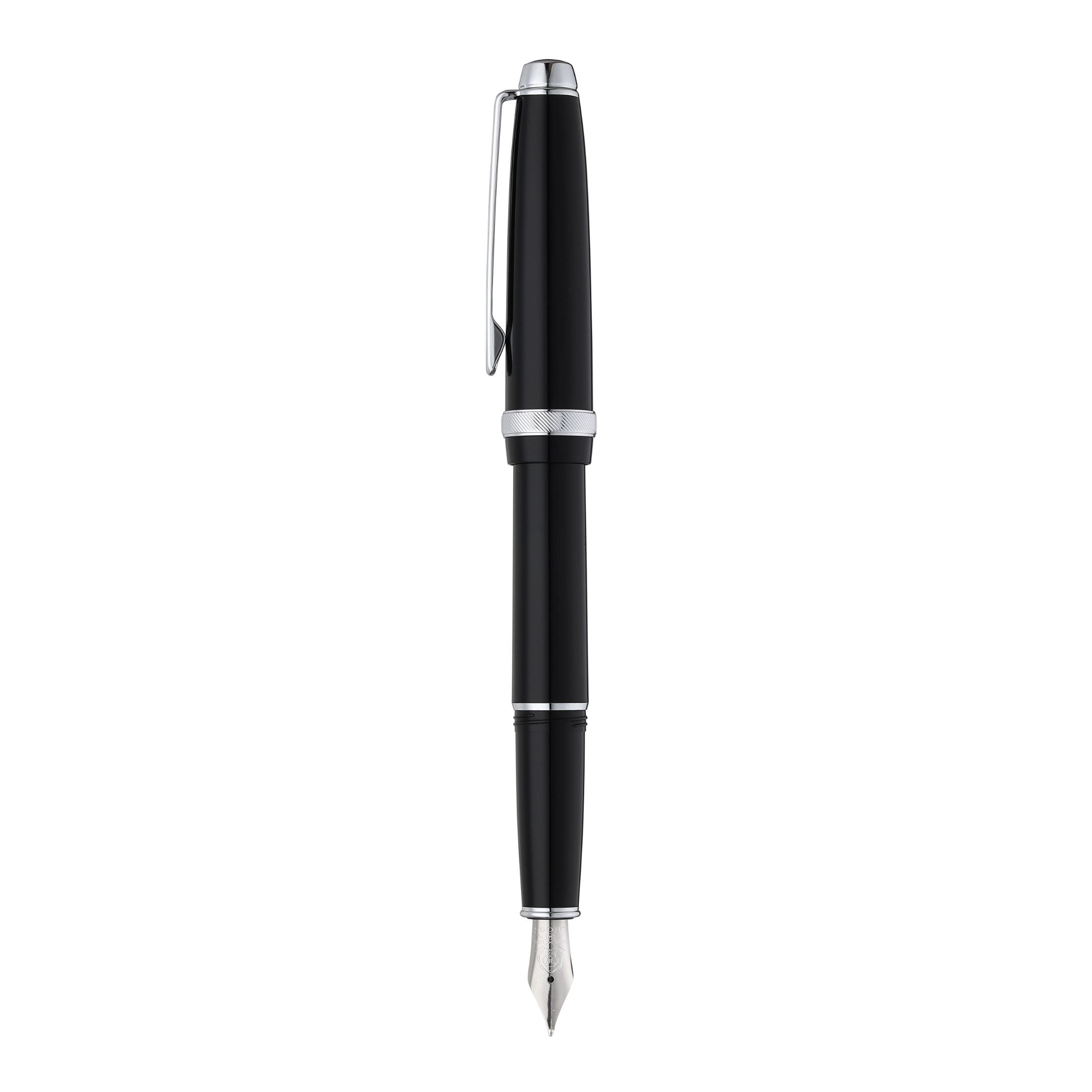 Cross Lume Medium Nib Fountain Pen with Polished Chrome Appointments and Polished Stainless Steel - Obsidian Black