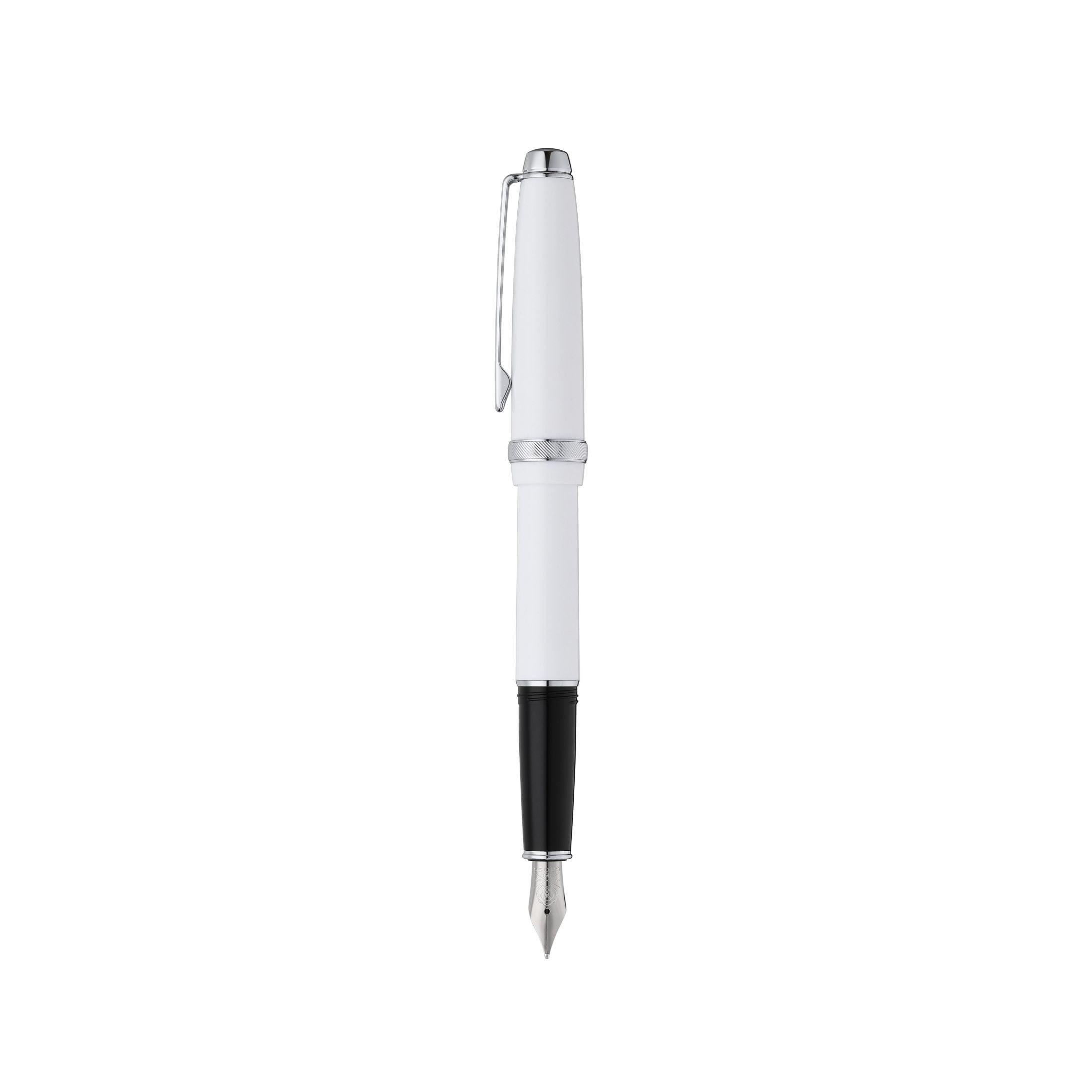 Cross Lume Medium Nib Fountain Pen with Polished Chrome Appointments and Polished Stainless Steel - Porcelain White