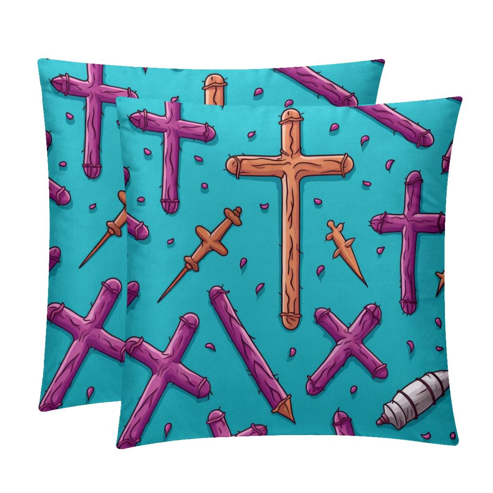 Cross Luxurious Velvet Throw Covers Pillows with Unique Patterns Set