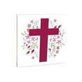 thumbnail image 1 of Cross Magenta Green Floral 10 x 10 Wood Tabletop Sign Plaque, 1 of 4