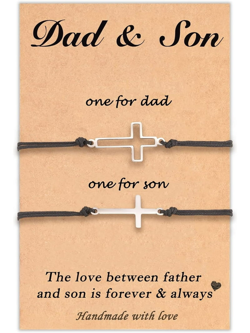 esunarty Cross Matching Bracelets Gifts for Dad Daughter/Mom Son/Mother Daughter/Dad Son, Gifts Ideas for Christmas Valentines Day Birthday, Adult, image size:800x1067