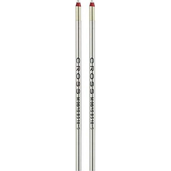 Cross Mini Ballpoint Pen Refill, Medium Red, Fits Tech 3, Autocross, Compact, Leather Accessory Pens, 2 Per Card