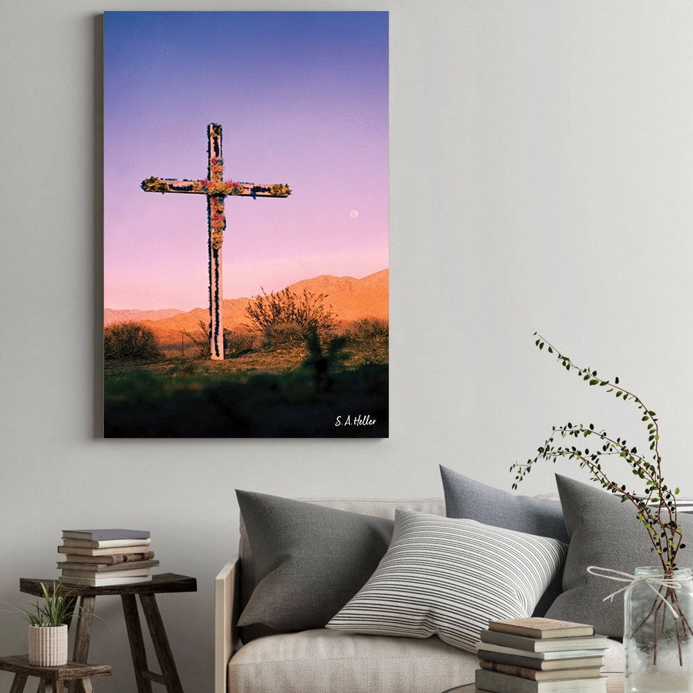 Cross Moon by photographer Steven A. Heller - 14"x14" Canvas Artwork - Multi-Color 20 x 30