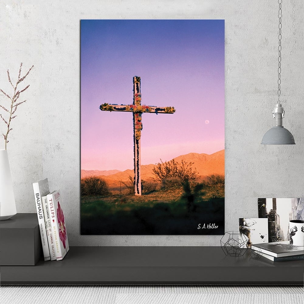 Cross Moon by photographer Steven A. Heller - 14"x14" Canvas Artwork - Multi-Color 16 x 20