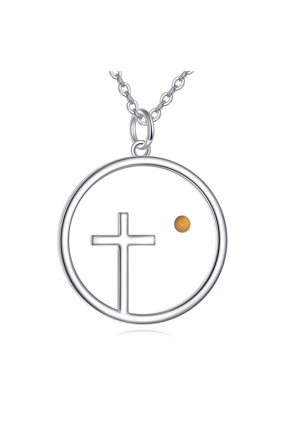 Cross Mustard Seed Necklace for Women S925 Sterling Silver Dainty Faith Pendant Necklace Christian Jewelry Baptism Confirmation Religious Christmas Gifts
