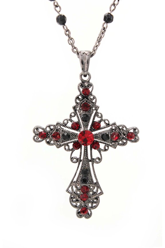 Cross NE-Hematite Coating w/Red Crystals - NE+ER set - NE-ACQN4699H