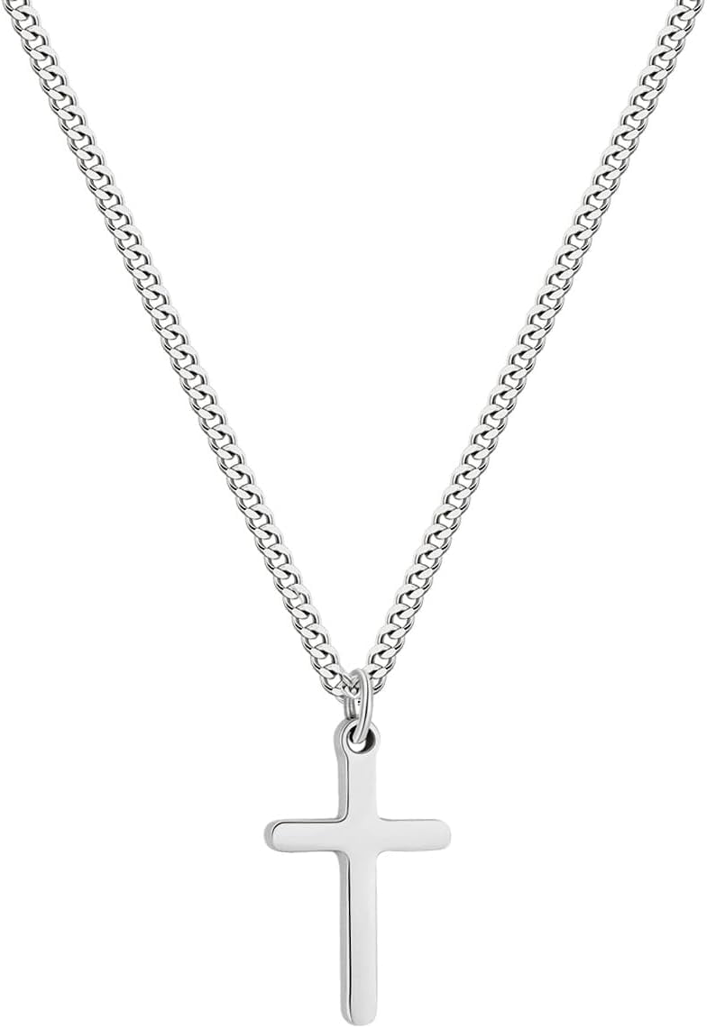 Joxevyia 14K Gold Filled Cross Necklace – Stainless Steel Small Cross Pendant With Cuban Chain, 16-24 Inches, Gift For Men & Women
