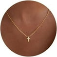 thumbnail image 1 of Cross Necklace, 14K Gold Plated Box Chain Cross Pendant Necklace Dainty Simple Silver Cross Tiny Necklace for Women, 1 of 6