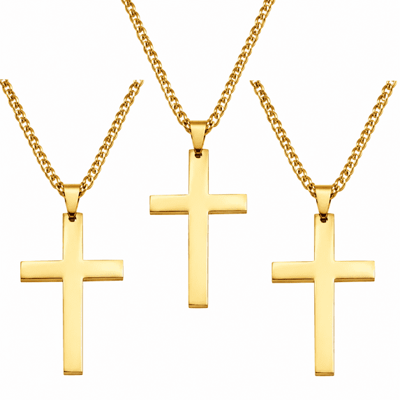 Cross Necklace, 25 Stainless Steel Mens Cross Pendant Chain Necklace for Men Women Catholic & Christian Religious Jewelry Gift