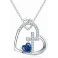 thumbnail image 1 of Cross Necklace Christian Gifts for Women Heart Birthstone Necklace Religious Birthday Gifts for Mom Daughter Christmas Stocking Stuffers Baptism Confirmation Gifts for Women, 1 of 6