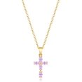 Cross Necklace For Women, 14K Gold Plated Birthstone Necklaces Cubic