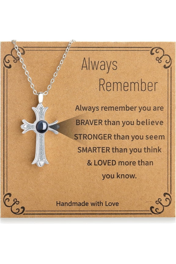 Cross Necklace For Women, Bible Verse Cross Pendant Chain Christian Religious Jewelry Gift[o4843]